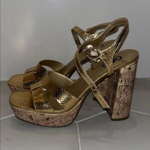 GBG Los Angeles Gold Platform Sandals